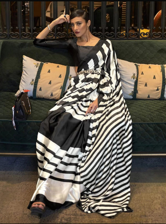 Bold in Black & White Saree