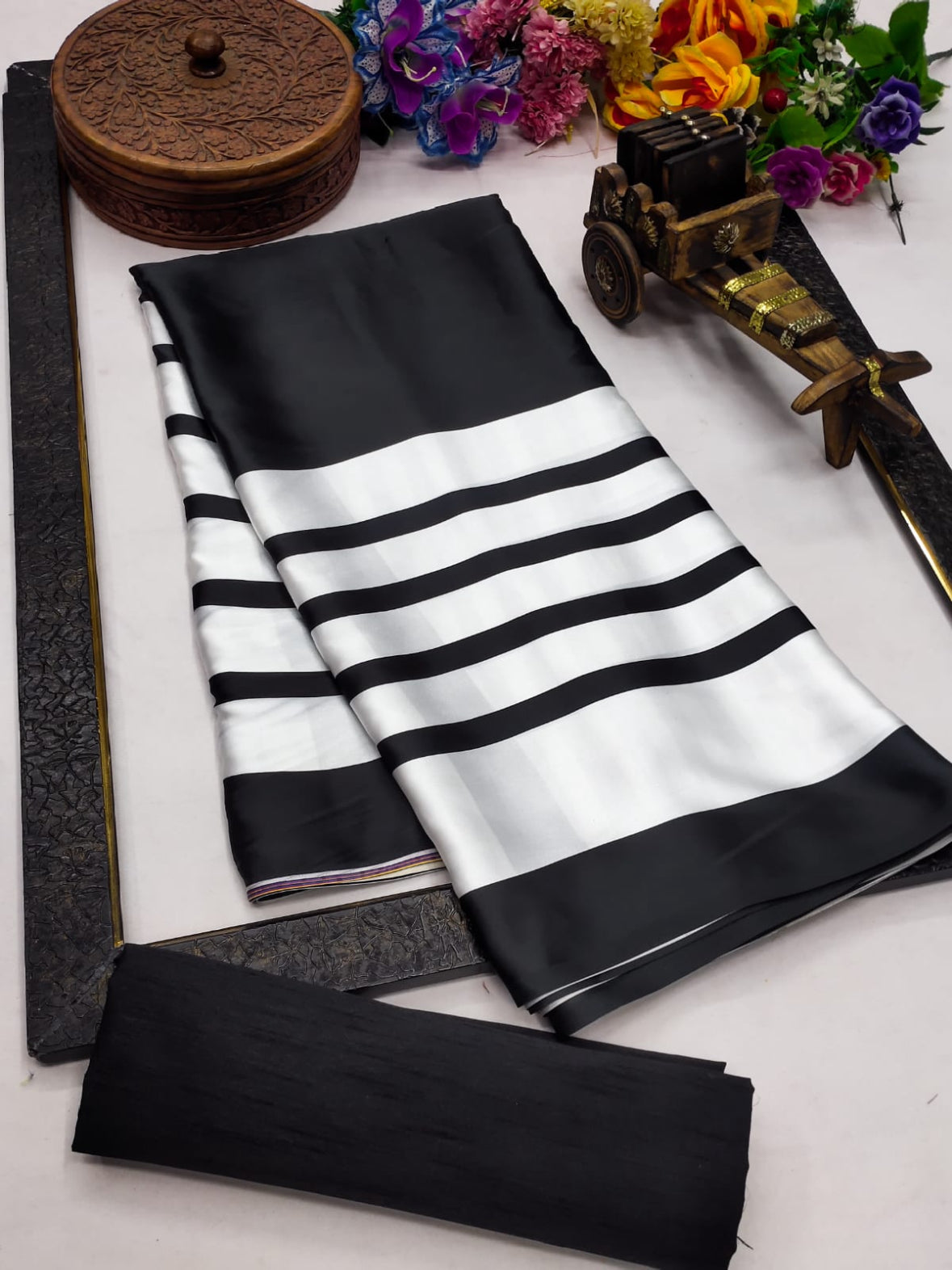 Bold in Black & White Saree