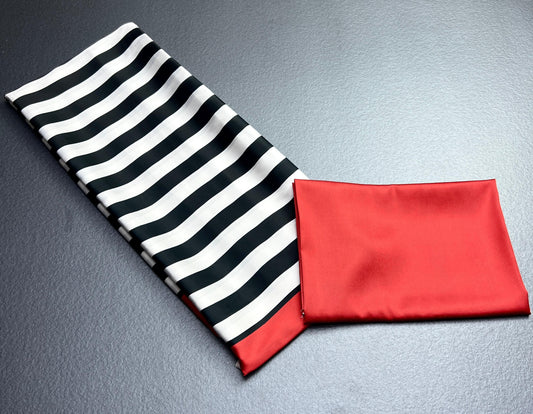 Bold Monochrome Striped Saree with Red Blouse & Border